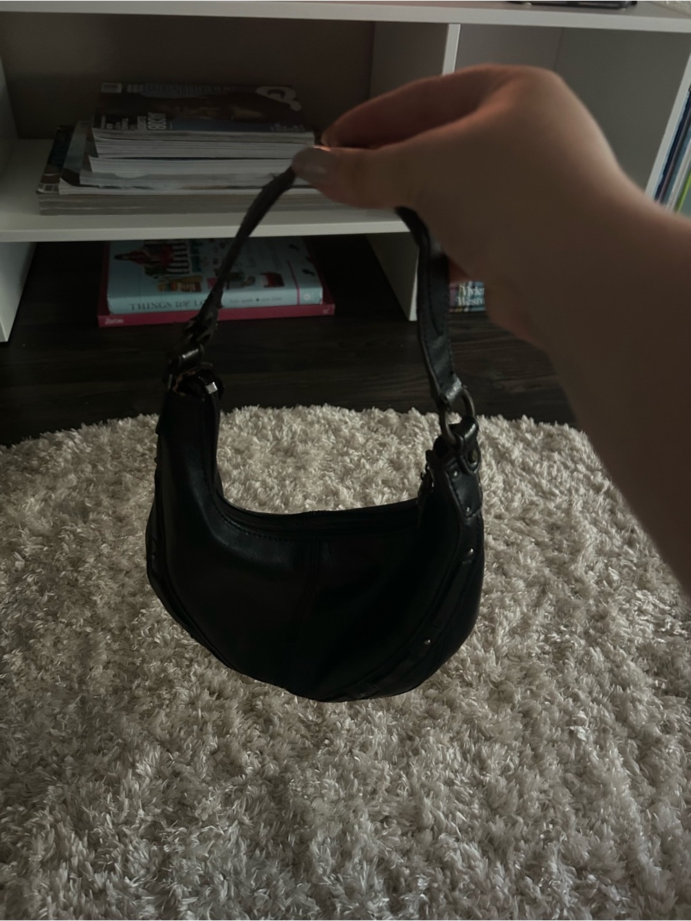vintage y2k liz claiborne studded leather hobo mini shoulder bag